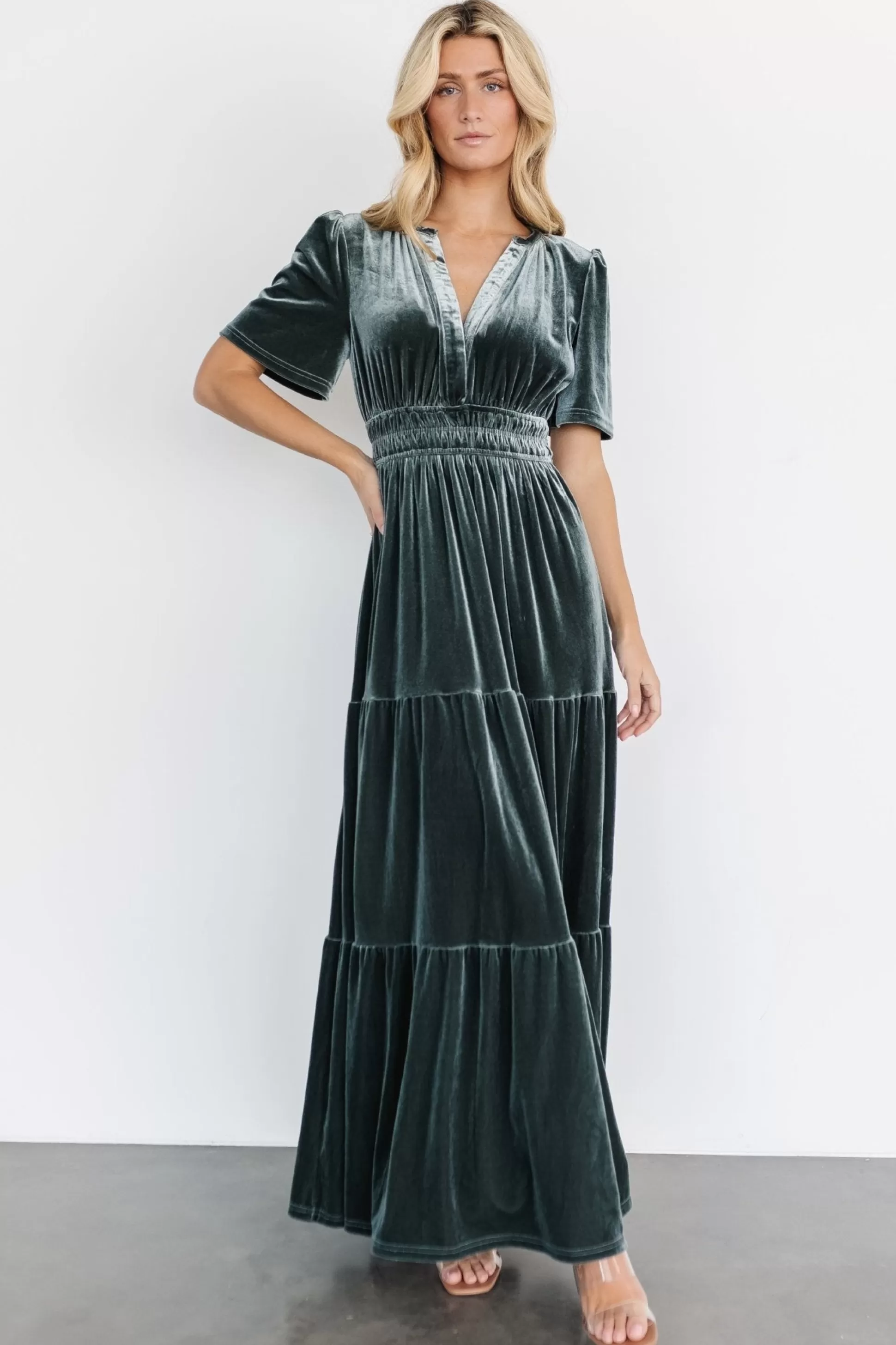 maxi dresses | EXTENDED SIZING | Baltic Born Artemis Velvet Maxi Dress | Eucalyptus