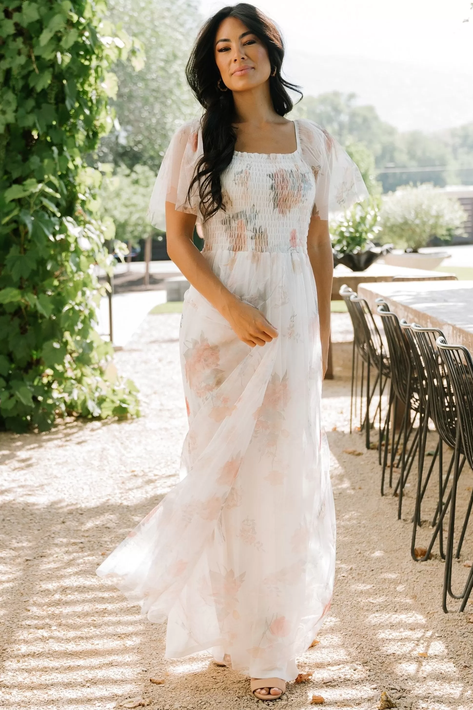 WEDDING SUITE | wedding guest | Baltic Born Cassandra Tulle Maxi Dress | White Multi