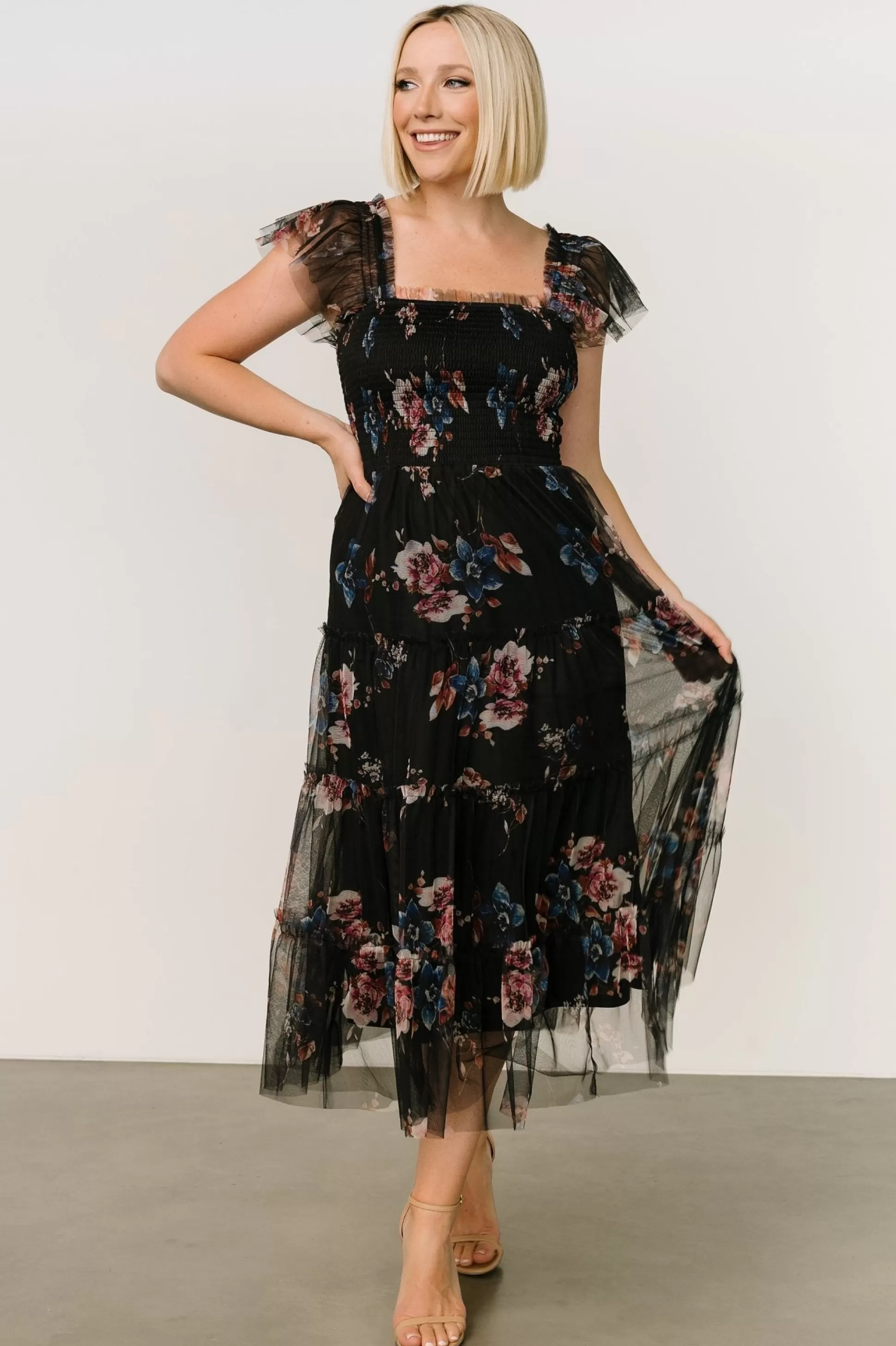 COMING SOON | Baltic Born Clementine Tulle Midi Dress | Black Multi