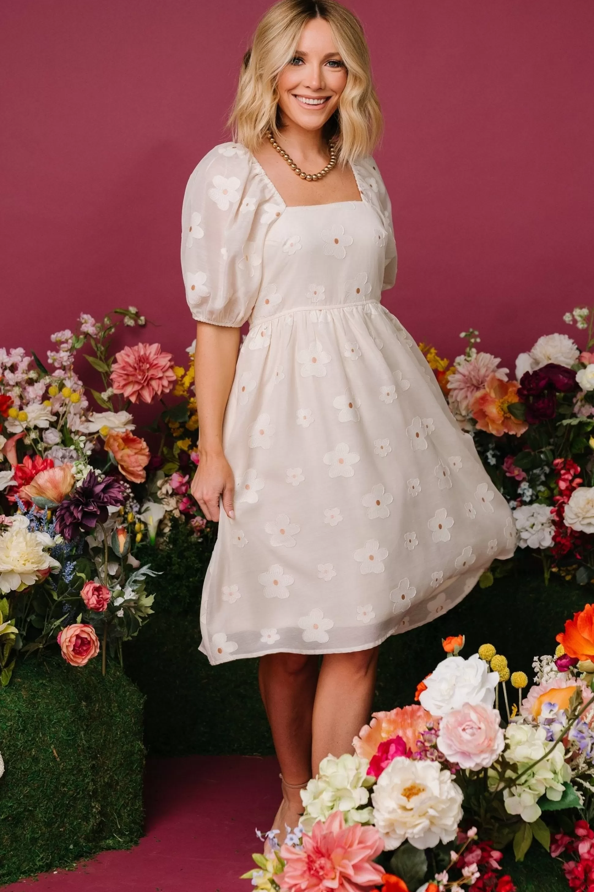 short dresses | Baltic Born Daisy Short Dress | Vintage Cream Floral