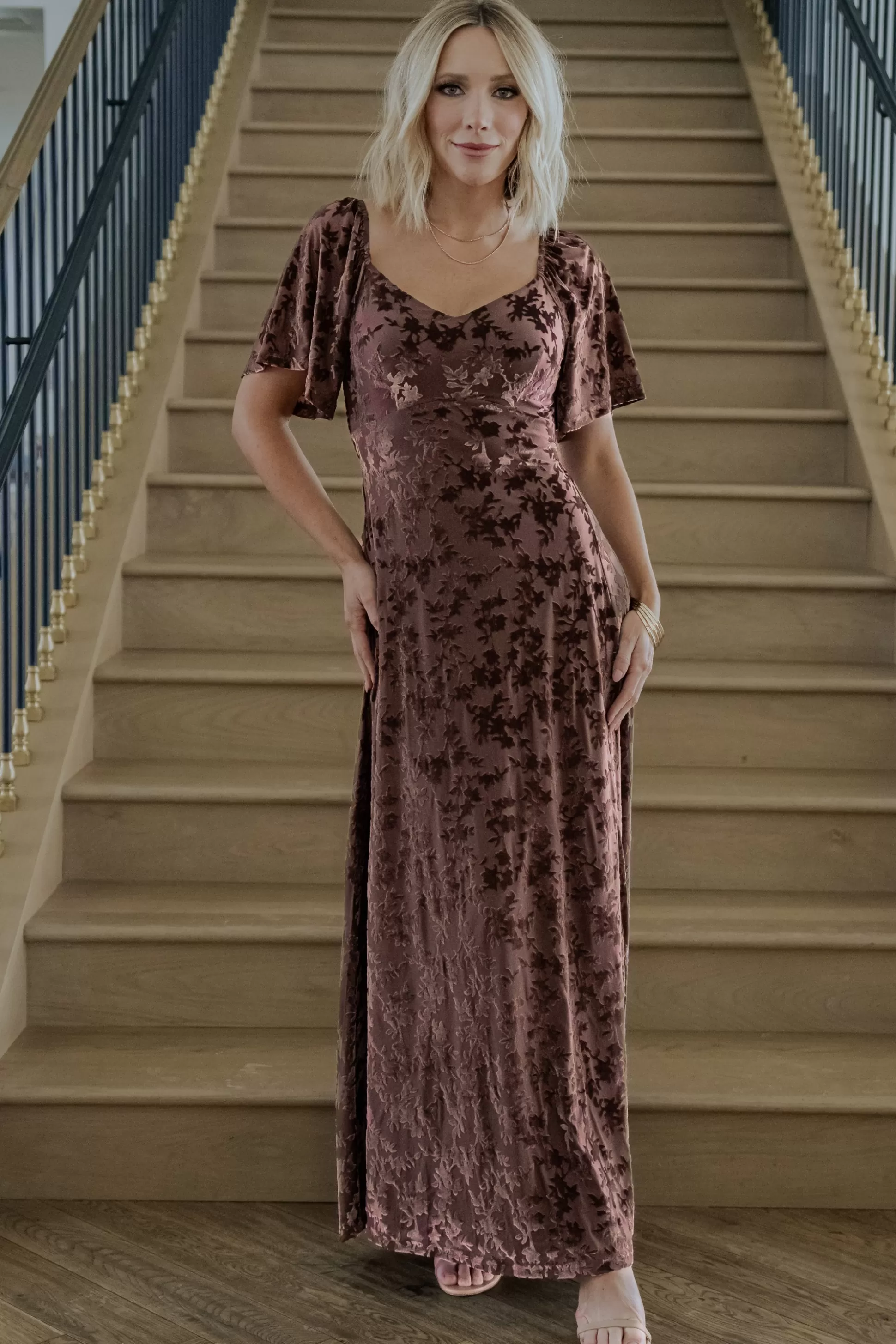 maxi dresses | WEDDING SUITE | Baltic Born Everley Velvet Maxi Dress | Espresso