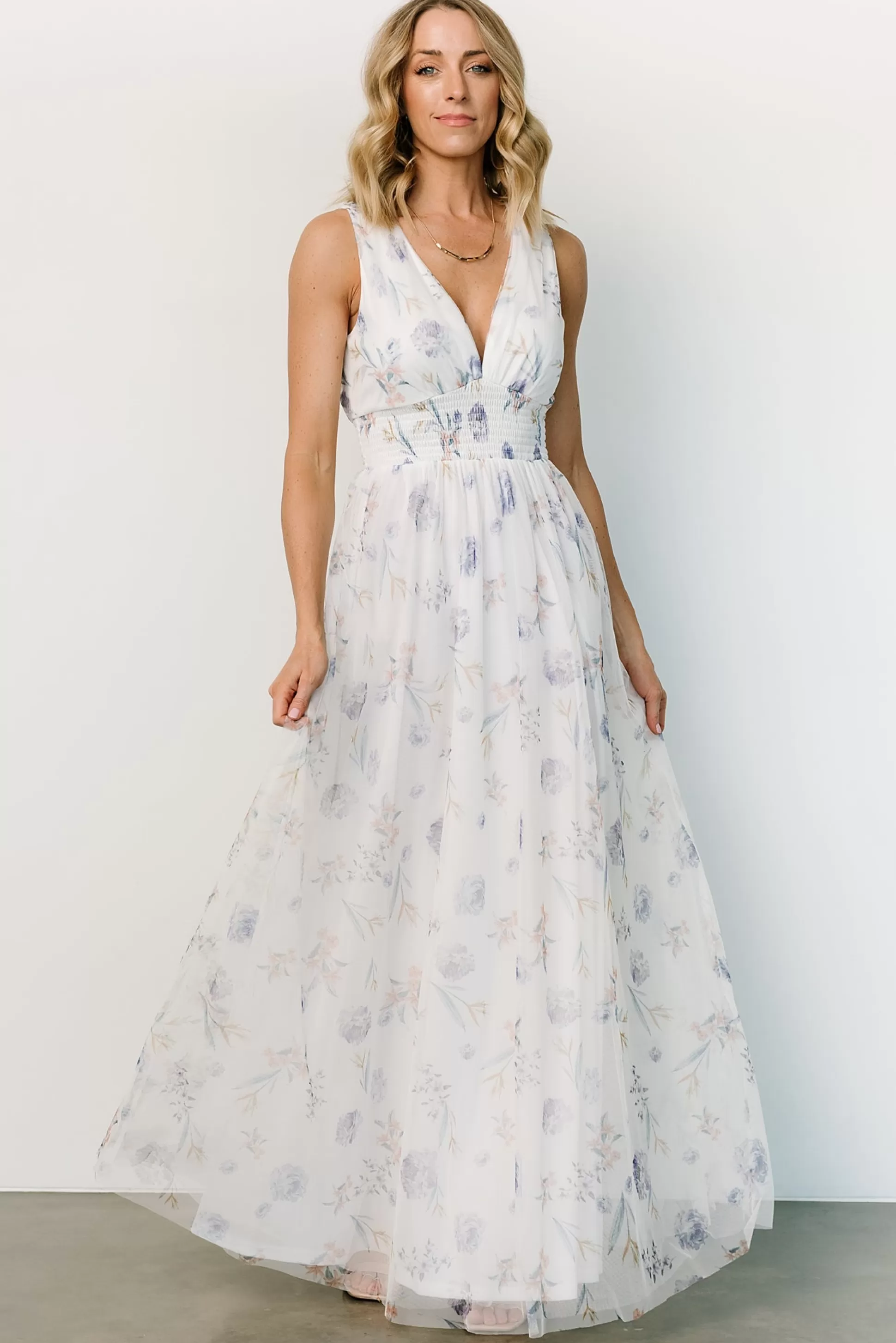 WEDDING SUITE | wedding guest | Baltic Born Kamila Tulle Maxi Dress | White Floral