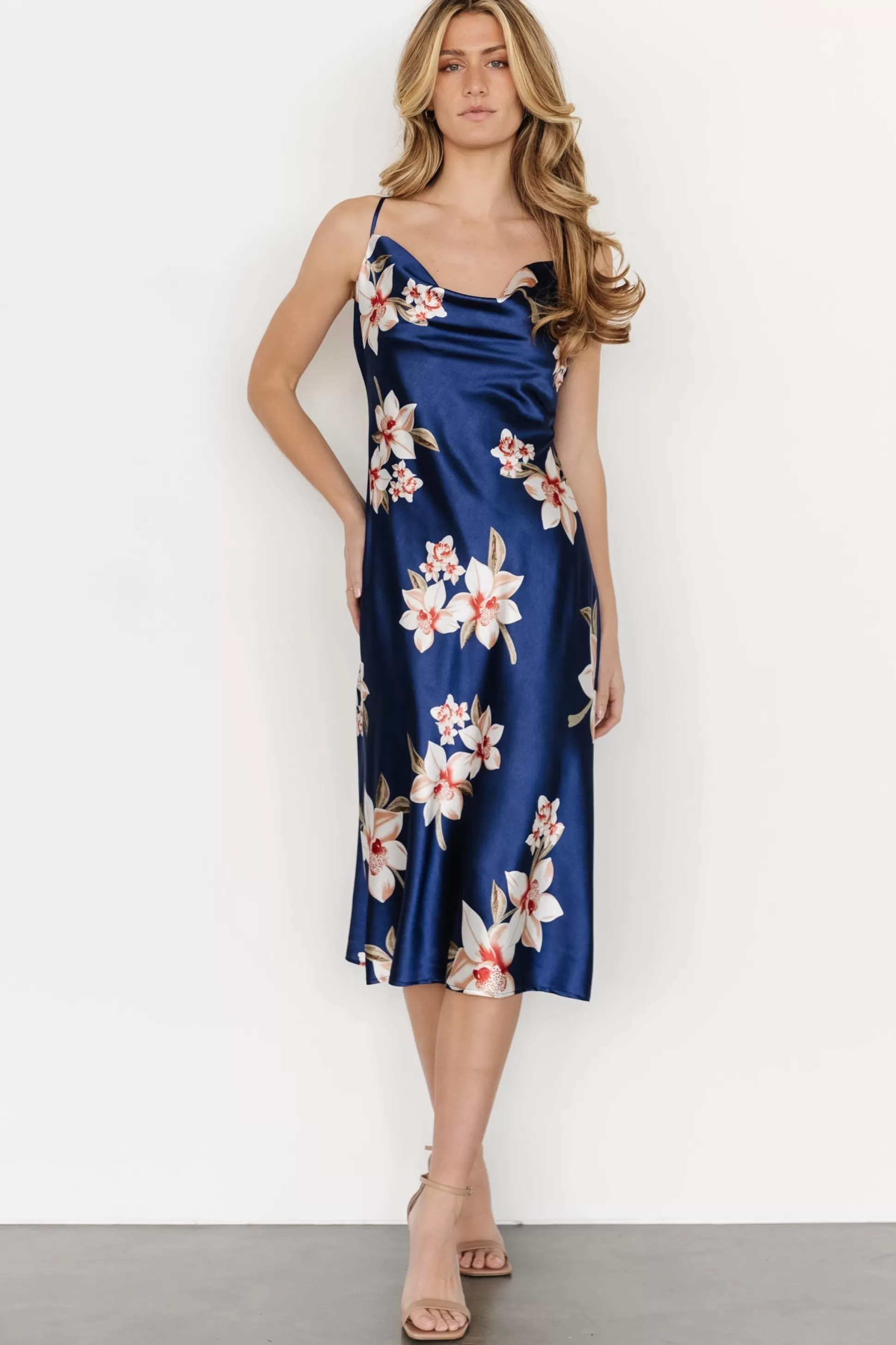 SALE | Baltic Born Katarina Slip Midi Dress | Vintage Blue Floral
