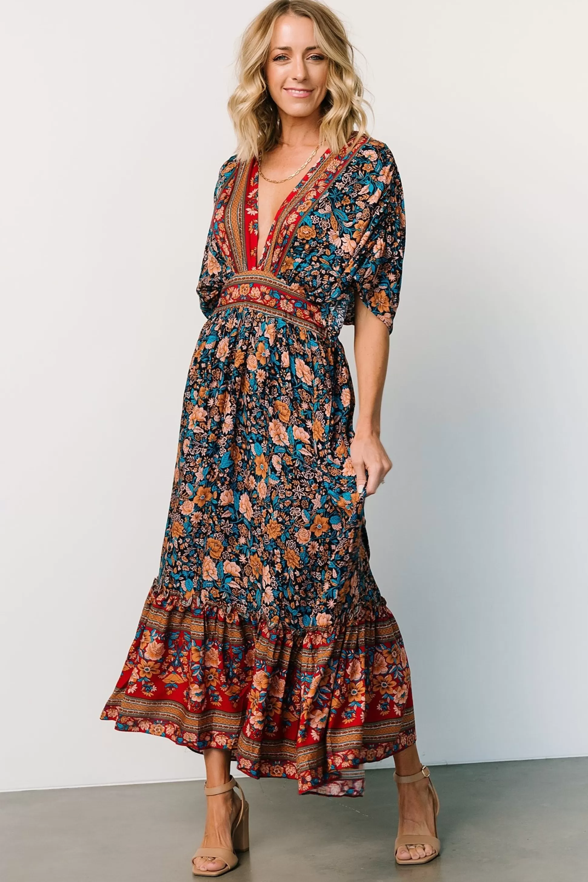 midi dresses | Baltic Born Leeanne Midi Dress | Navy Multi Floral