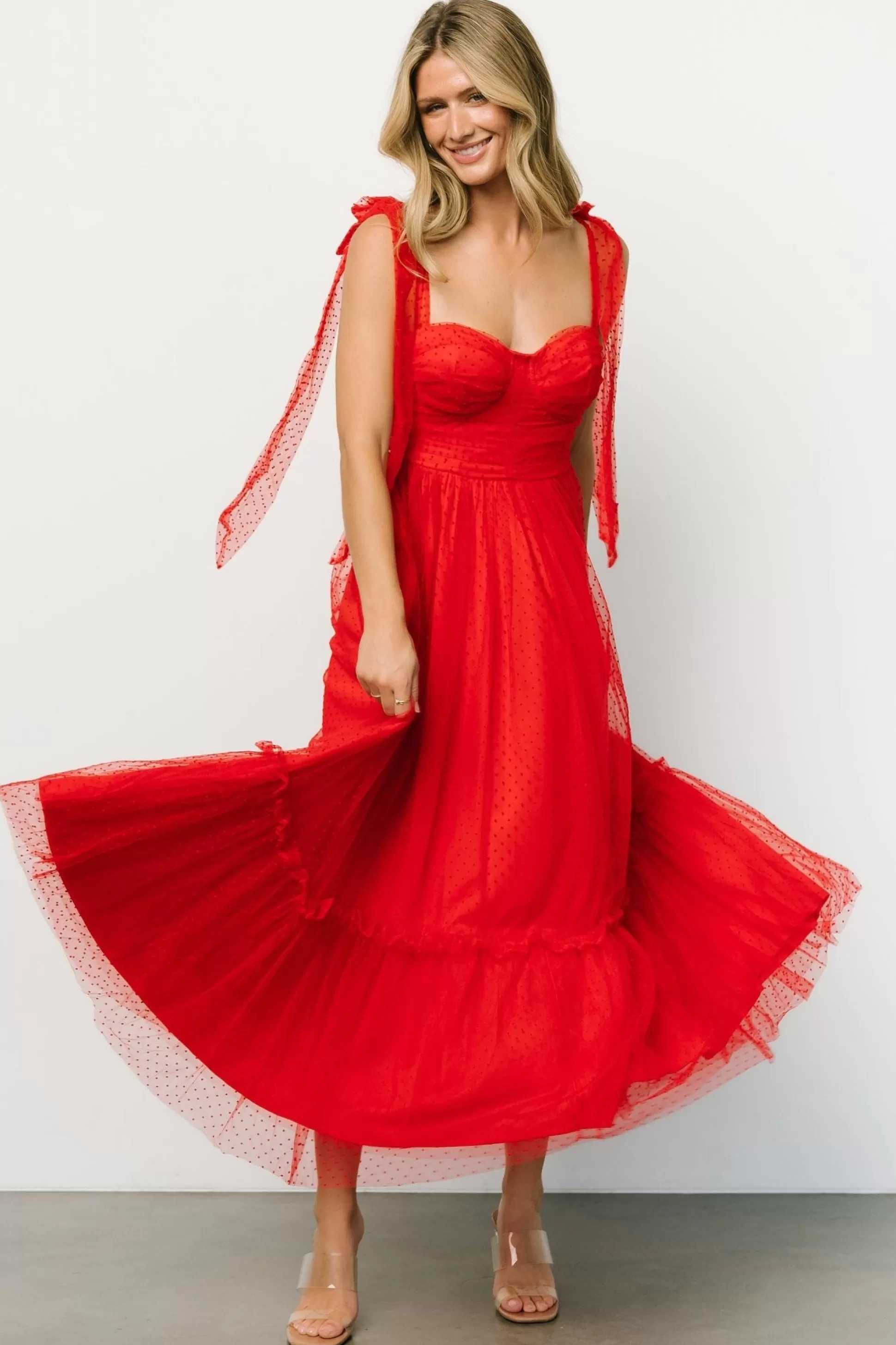 tulle styles | Baltic Born Mavani Swiss Dot Tulle Maxi Dress | Red