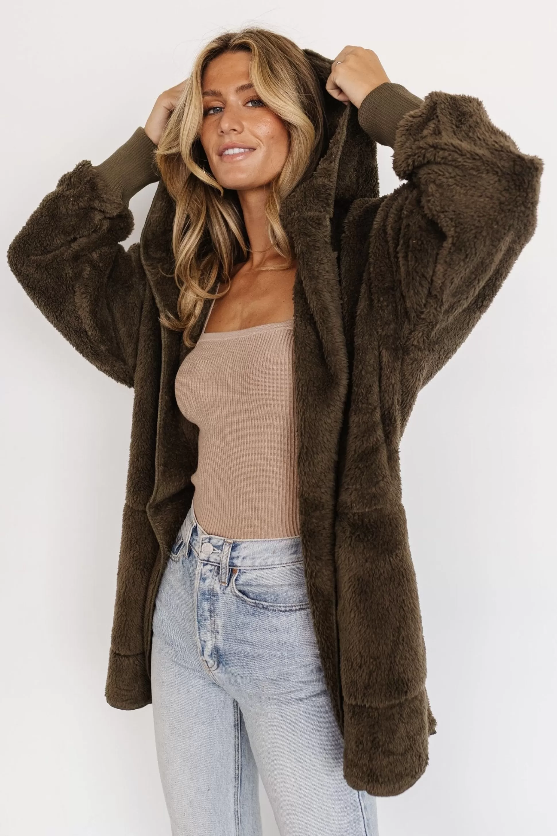 outerwear | Baltic Born Melrose Teddy Jacket | Olive