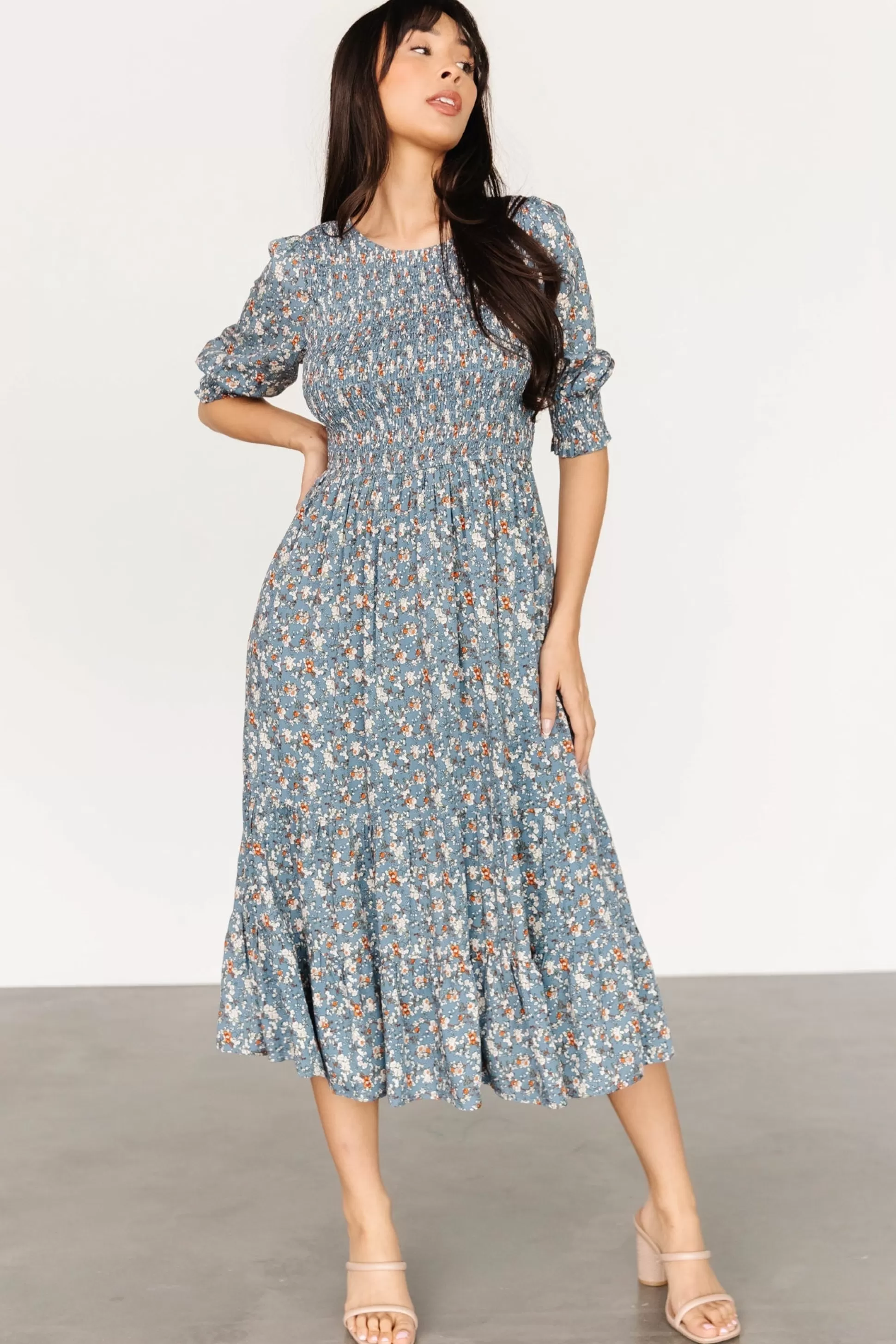 midi dresses | bump friendly | Baltic Born Pele Tiered Midi Dress | Vintage Blue Floral