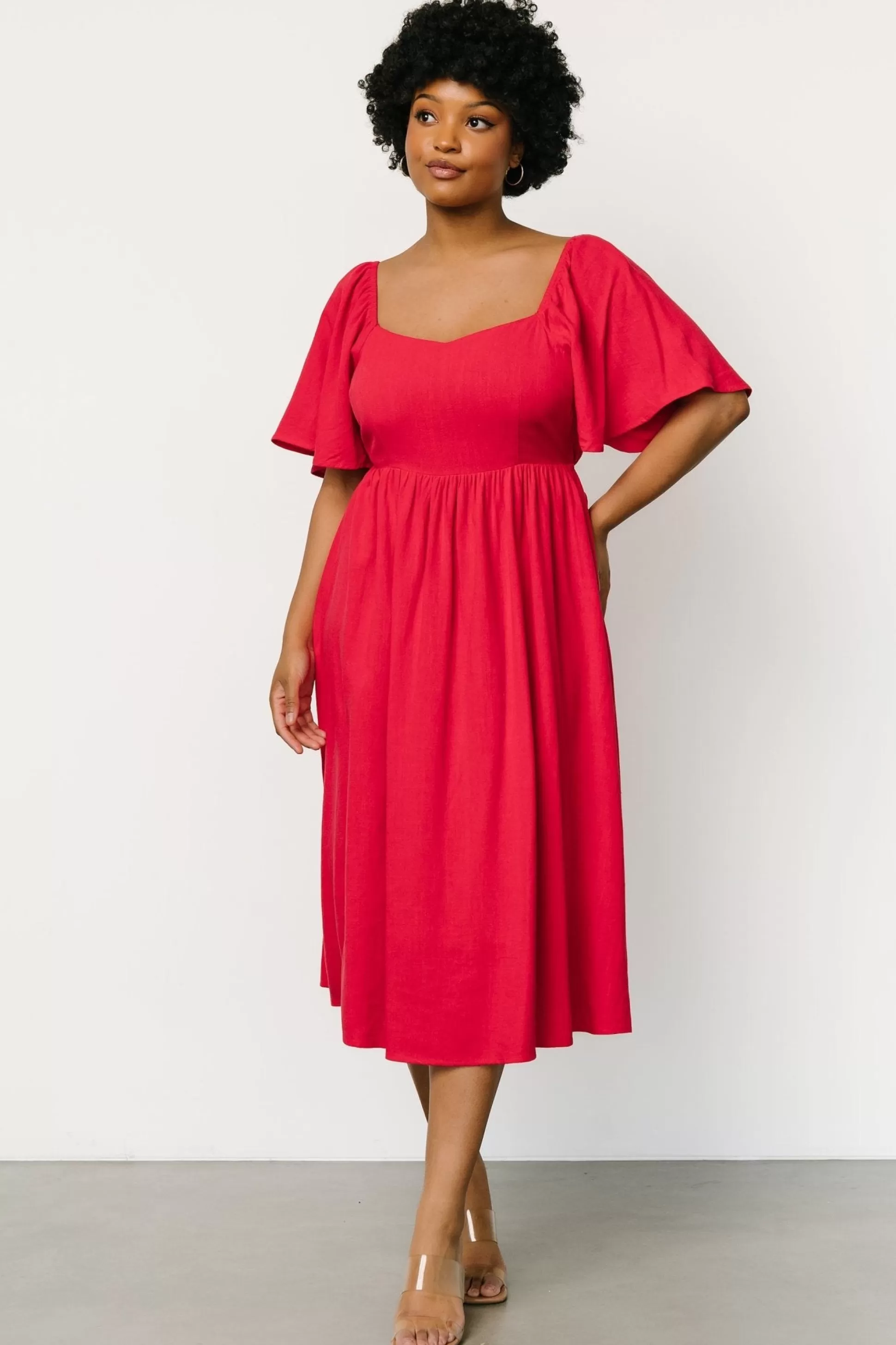 midi dresses | Baltic Born Raquel Back Tie Midi Dress | Red