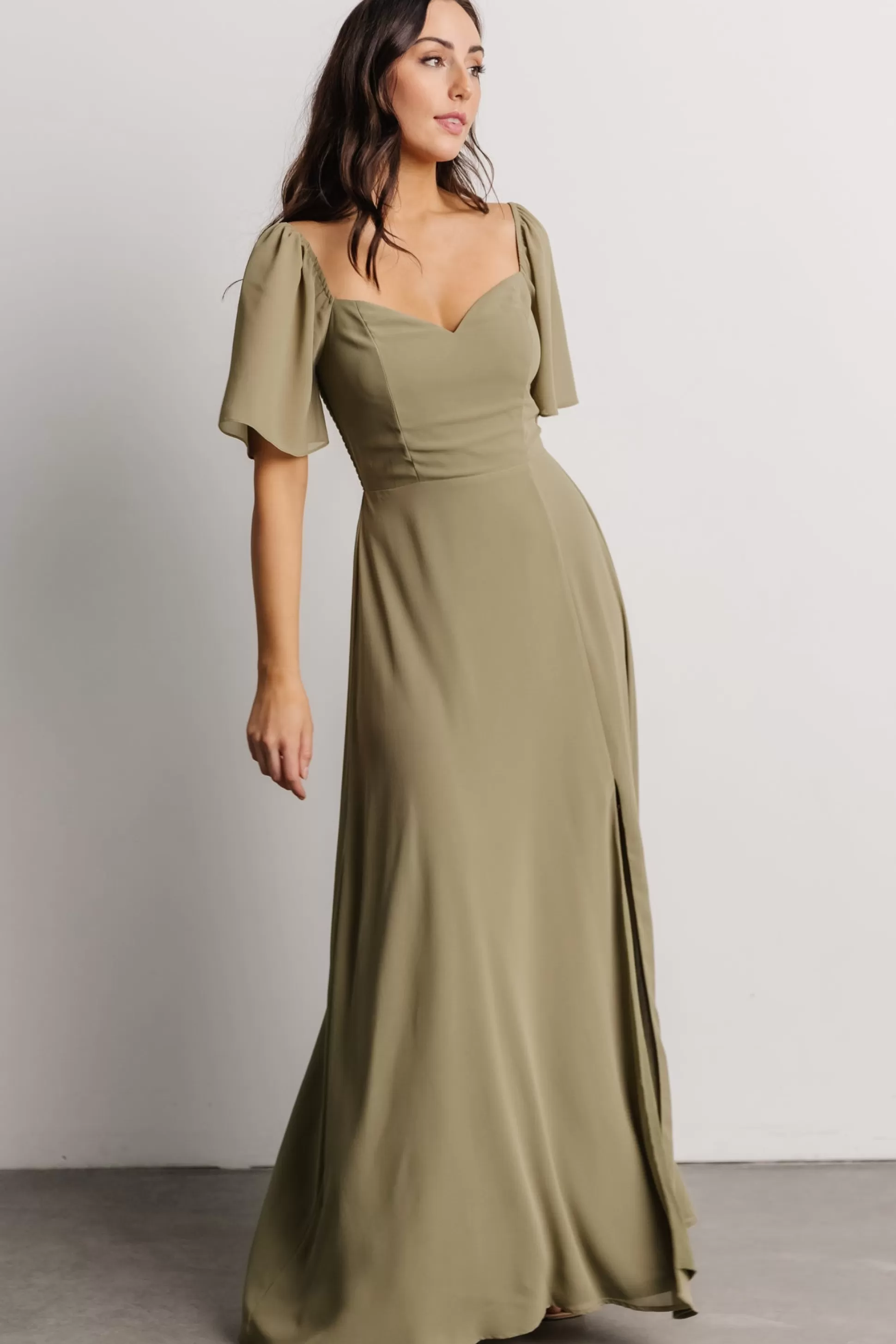 WEDDING SUITE | wedding guest | Baltic Born Sierra Sweetheart Maxi Dress | Dusty Olive