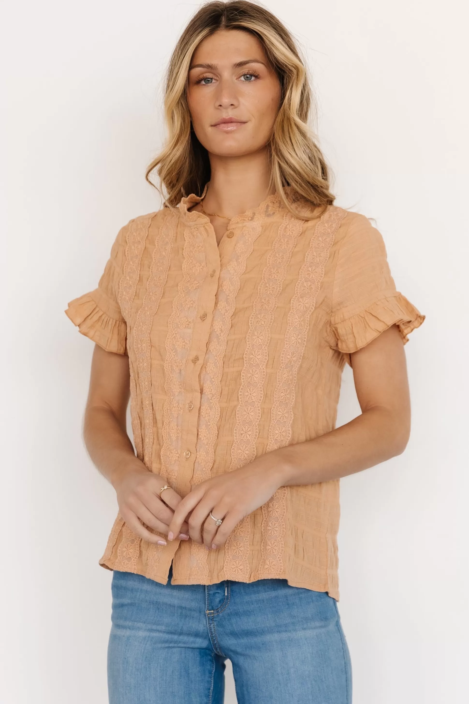 blouses + shirts | Baltic Born Zara Lace Top | Camel