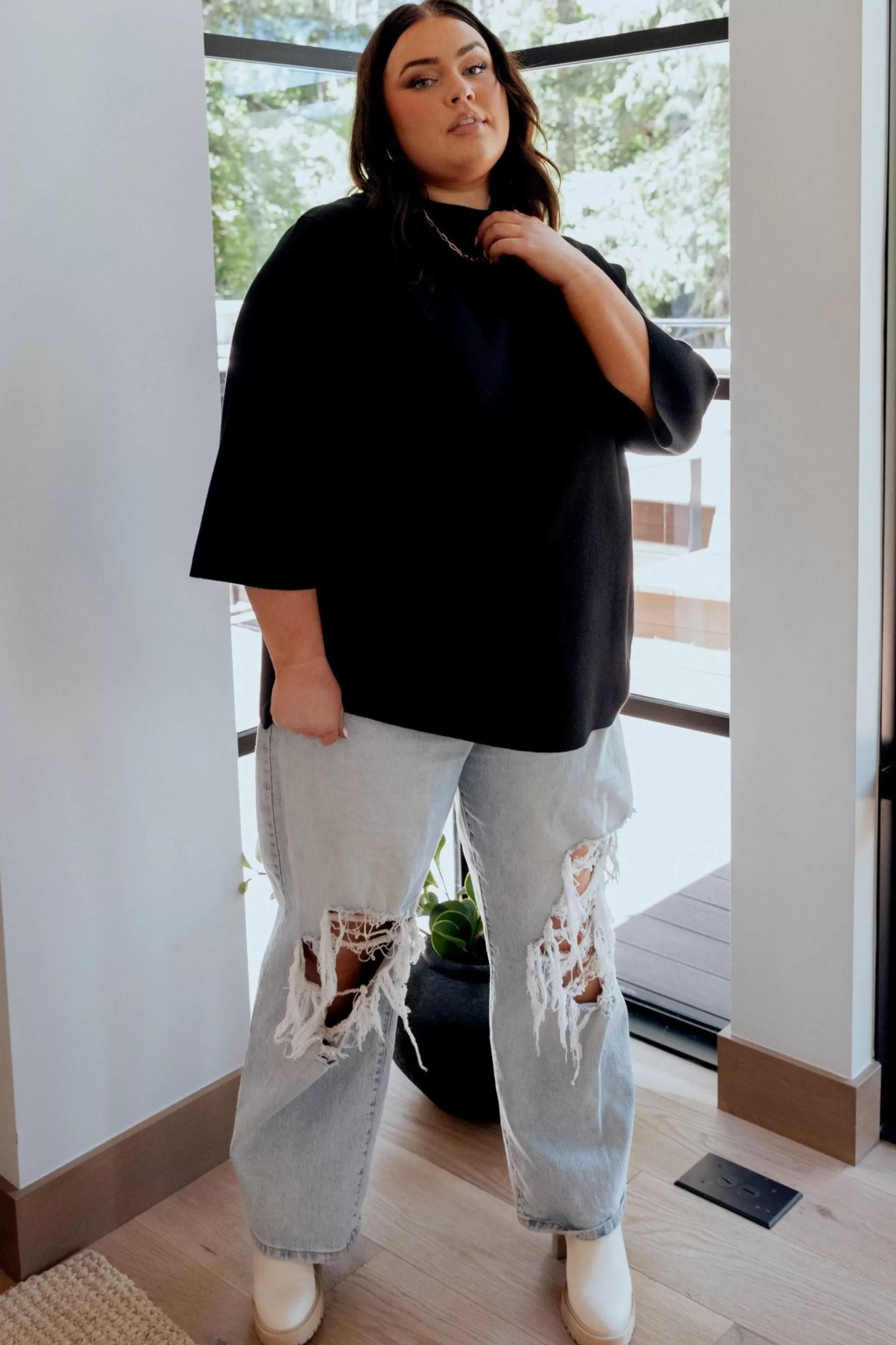 EXTENDED SIZING | Baltic Born Zola Bell Sleeve Sweater | Black